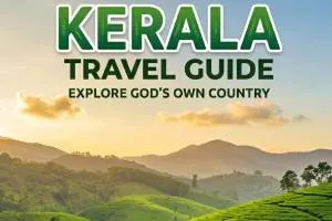 Kerala Travel Guide showcasing the lush green rolling hills of Munnar tea plantations.